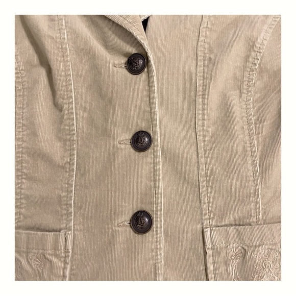 Vtg Venezia Tan Corduroy Jacket Women’s Size Embroidered Pockets & Back Detail - Picture 6 of 14